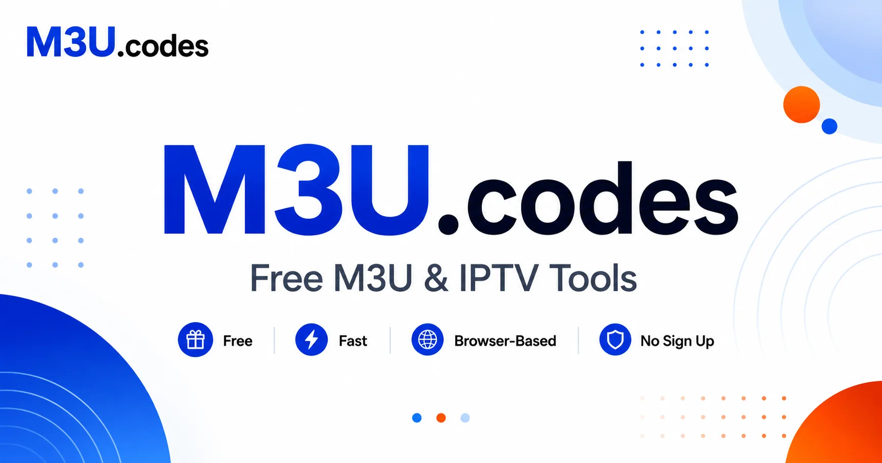 M3U.codes platform showing free M3U tools for validating, editing, merging, and converting IPTV playlists