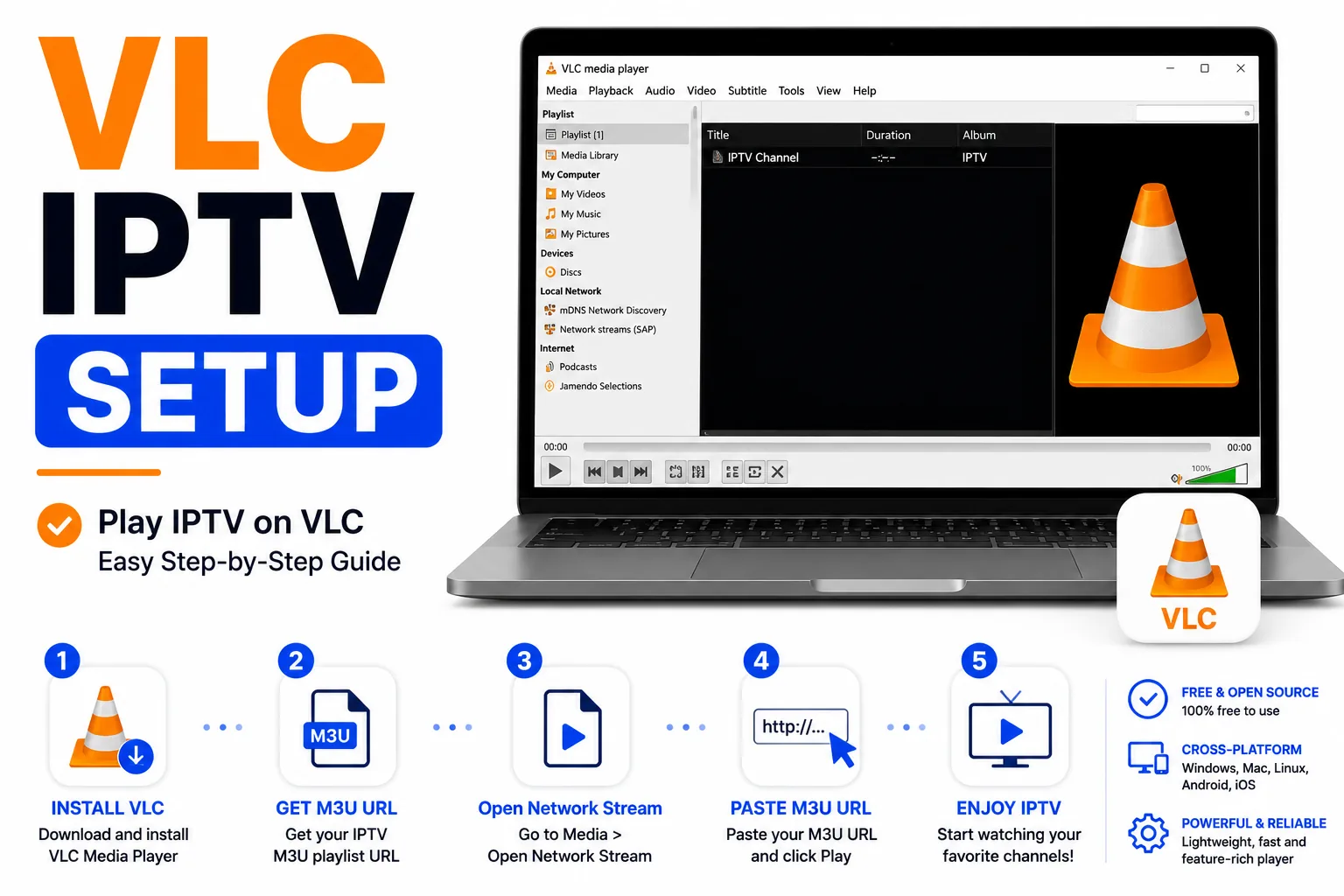 VLC IPTV Setup - How to load M3U playlists in VLC